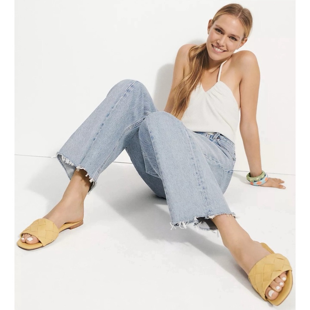 Anthropologie Silent D Ayda Woven Yellow Slide Sandals NWT Size 10 - Picture 6 of 13
